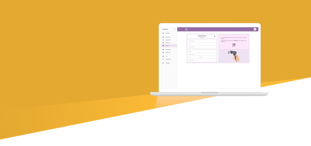 LENS-Produktillustration mit einer Ansicht der Produktionssoftware