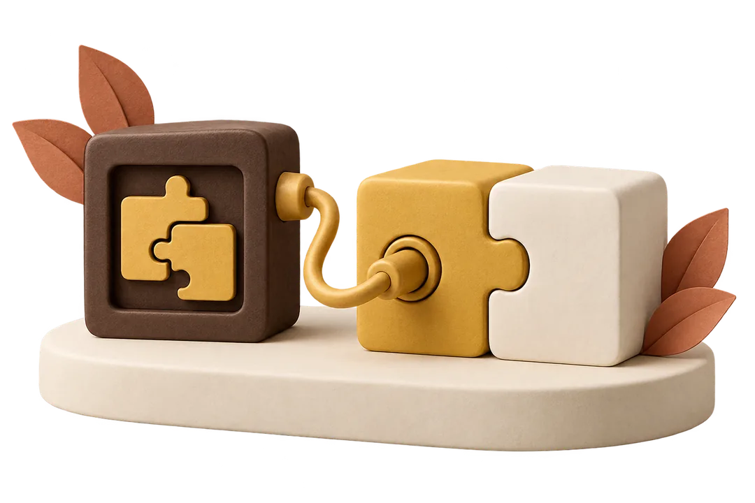 Illustration: Passende Module und ein Kabel stehen für individuell verbundene Software